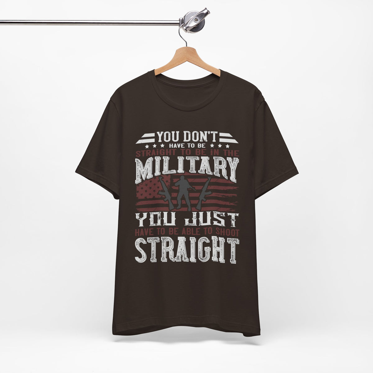 You Don't Have to Be Straight to Be in the Military tee American Flag Rifle Silhouette Unisex Cotton a1