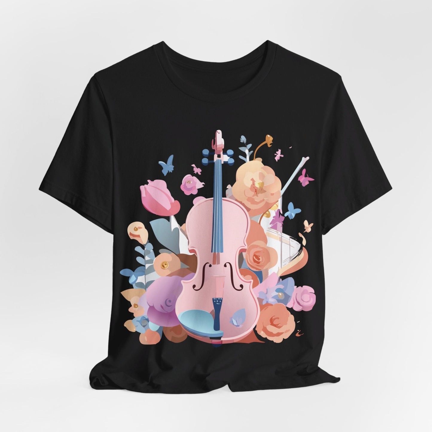 Music Graphic Unisex 100 Cotton Vintage Art with Musical Elements Tee 9