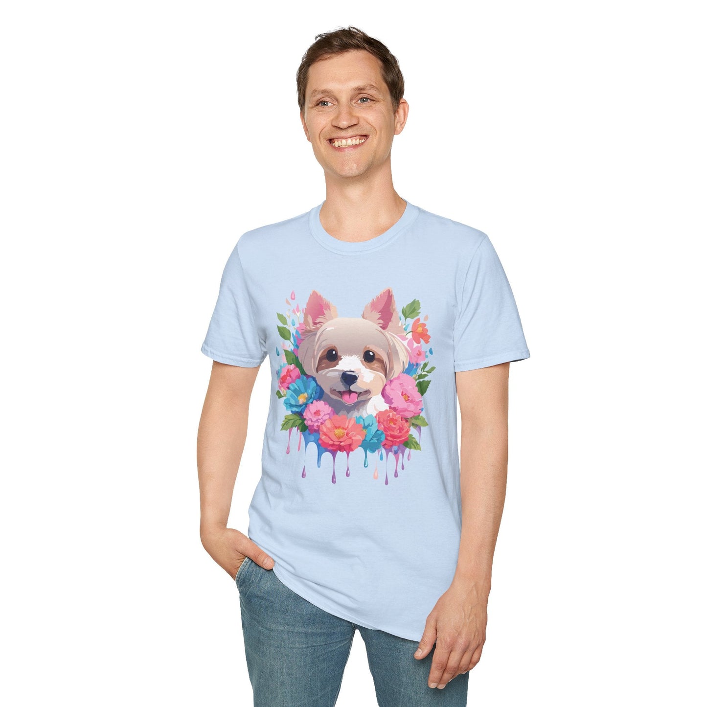 Unisex Gildan Softstyle Animal Print Dog Shirt Tee 100 Percent Cotton