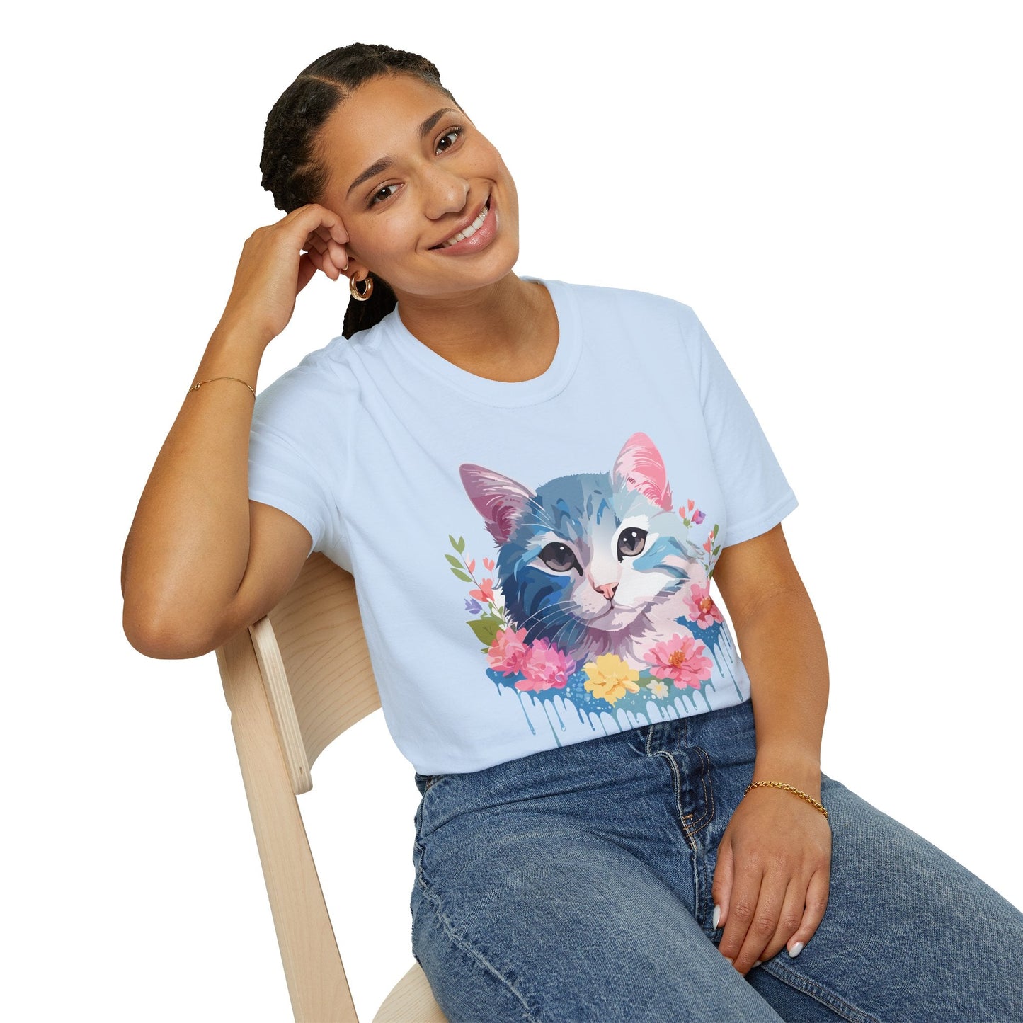 Cat Shirt Unisex Cat Tee Kitten Print Gildan Softstyle 64000