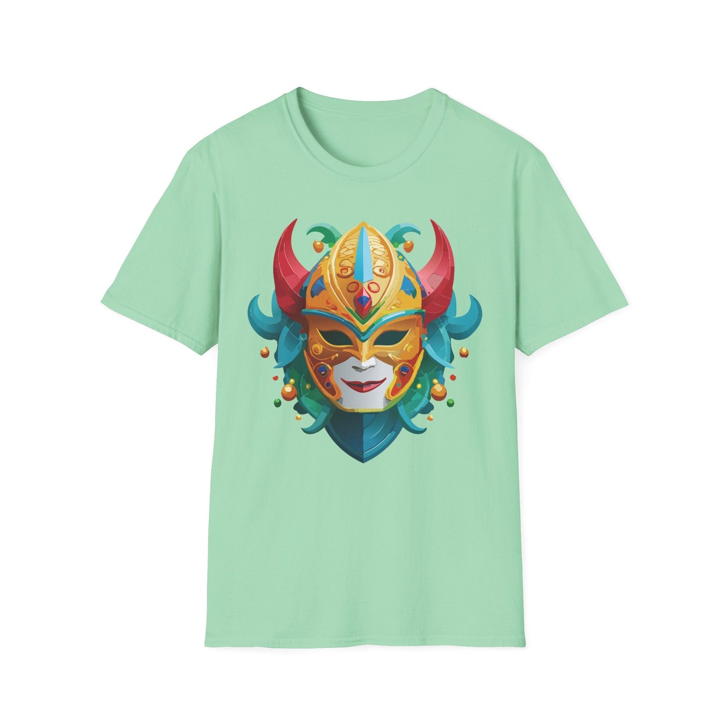 Unisex Mask Tee Shirt Softstyle Gildan 64000 Cotton Tee Masquerade Design Artwork