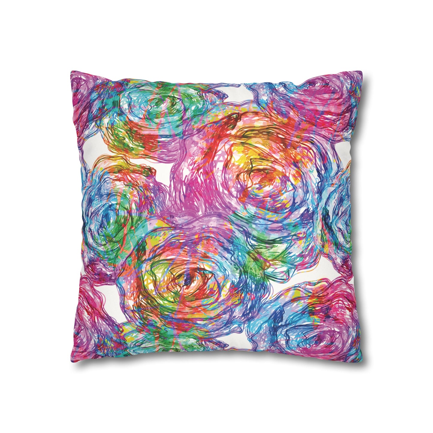 Faux Suede Pillowcase with Abstract print