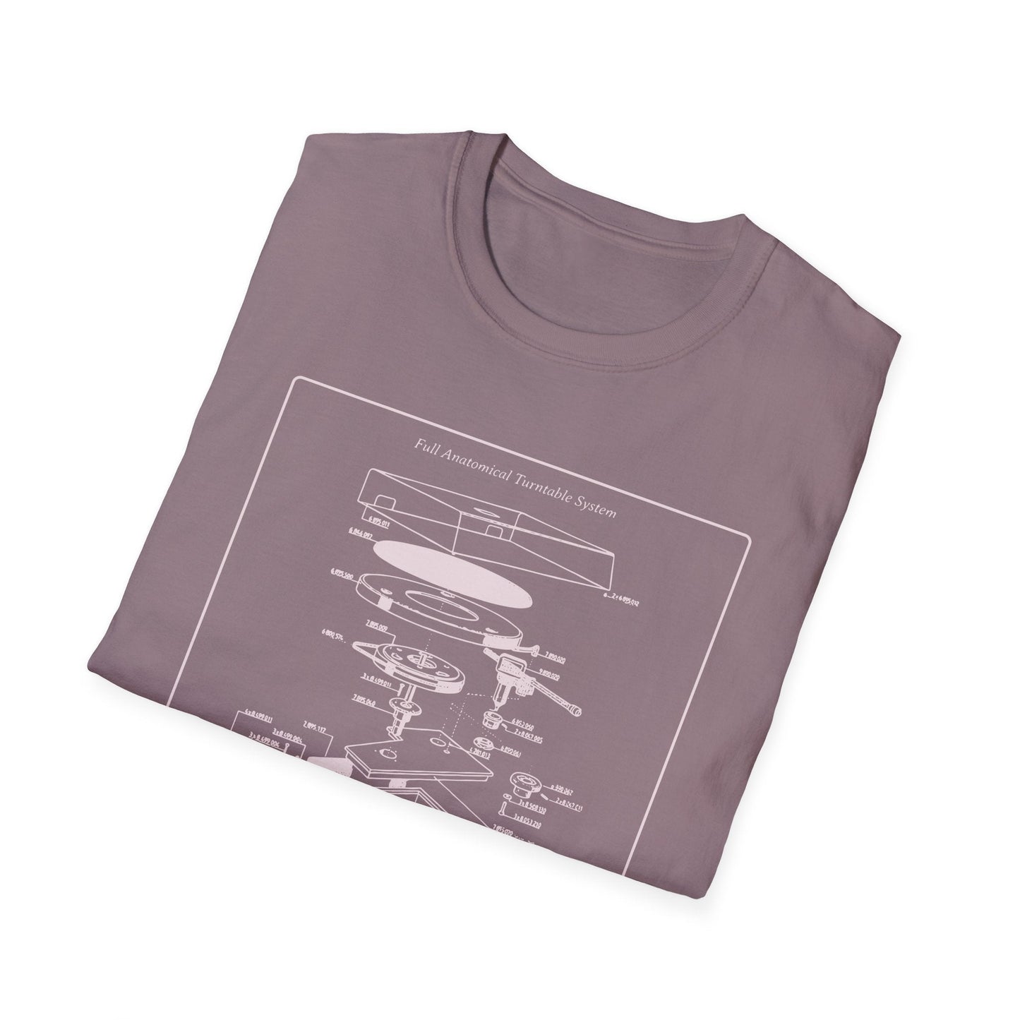 Record Player Blueprint T-Shirt Unisex Cotton Retro Vinyl Turntable Diagram Tee
