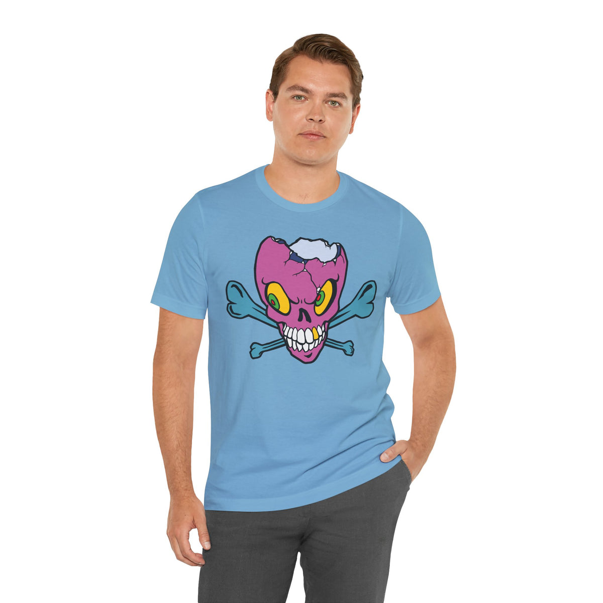 Purple Skull Graphic Design Tee, Skull Shirt, Vintage Tees, Art Design T-Shirt, Vintage Graphic Tee, Art Shirts with Skulls 5