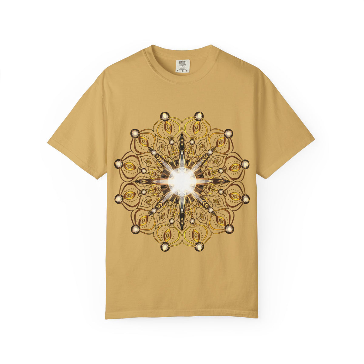 Unisex Garment Dyed Cotton T-Shirt with Mandala Graphic Design