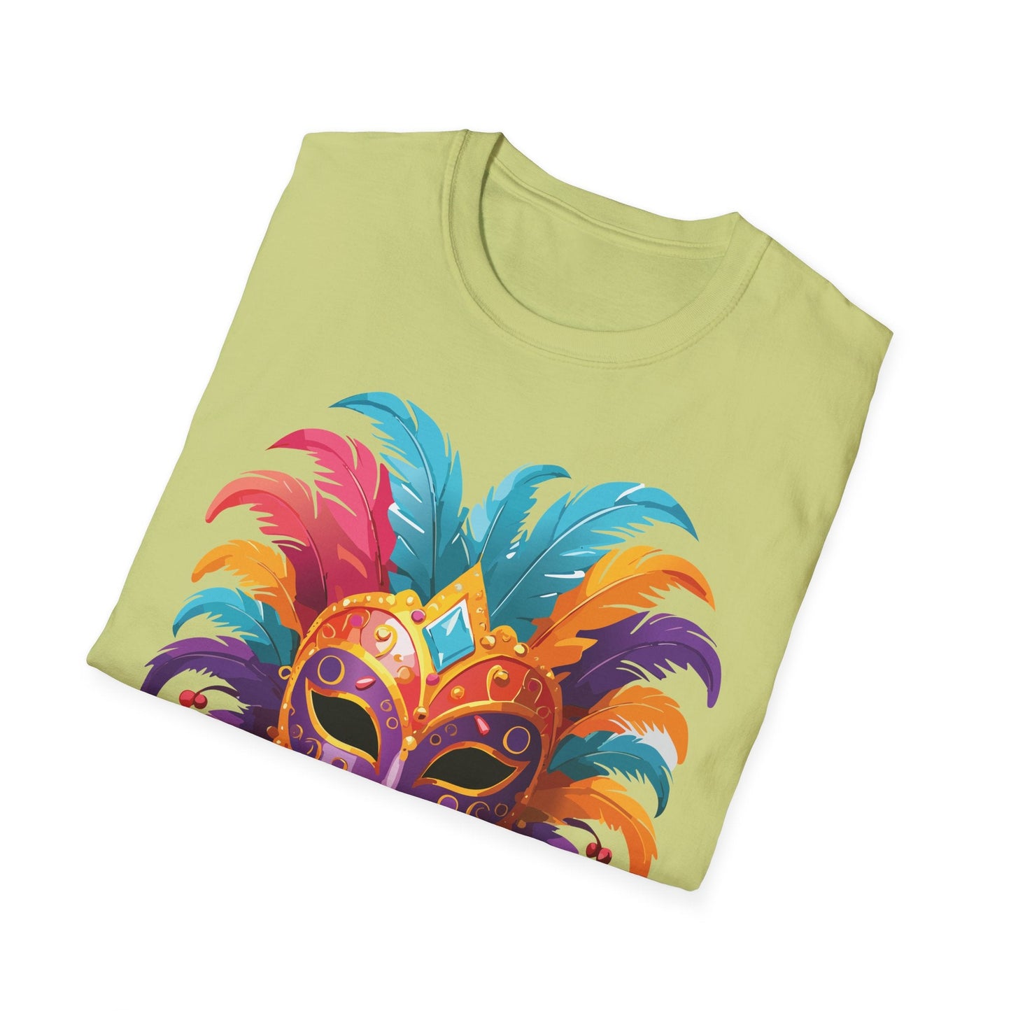 Unisex Gildan Softstyle Mask Tee Shirt With Art Design Casual Everyday Wear Masquerade Tee