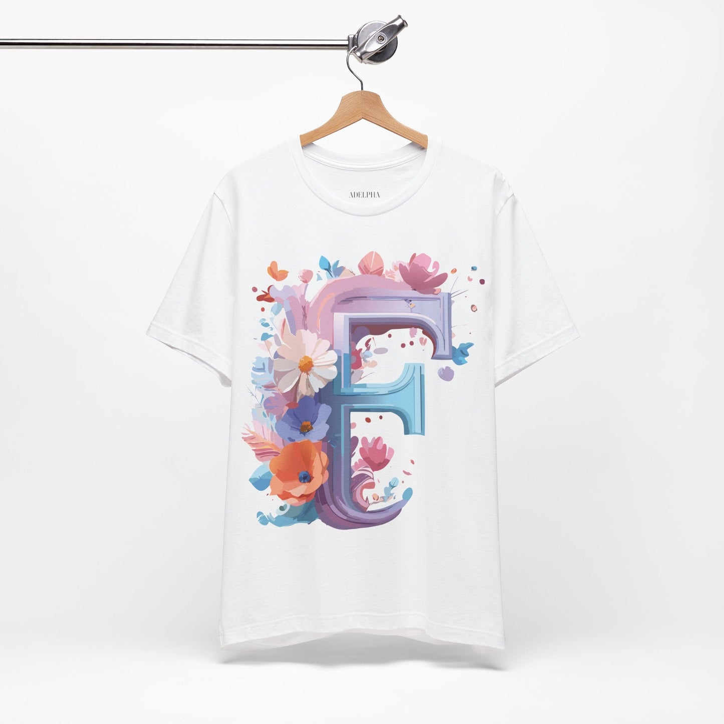 Letter F Graphic Tee Unisex Vintage Style Shirt Featuring Adelpha Artwork Premium Short Sleeve