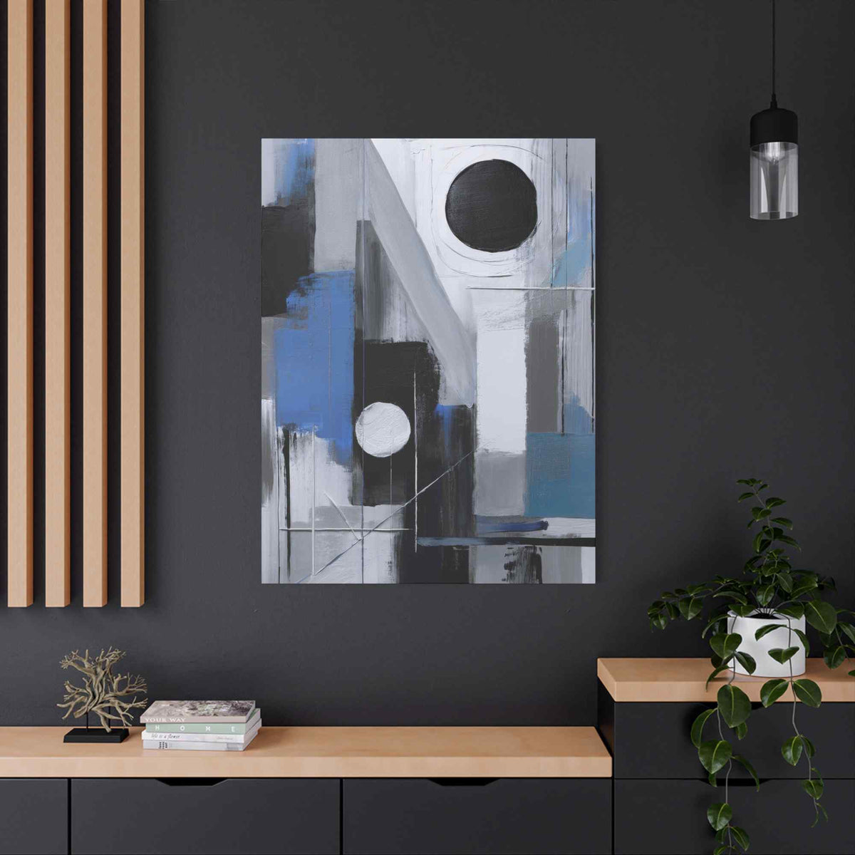 Blue Abstract Painting Print Canvas 20x24,20x30,24x30, 24x32,24x36,30x40, 32x48,36x48,40x60 Pine-Wood Inner Frame ABS-27