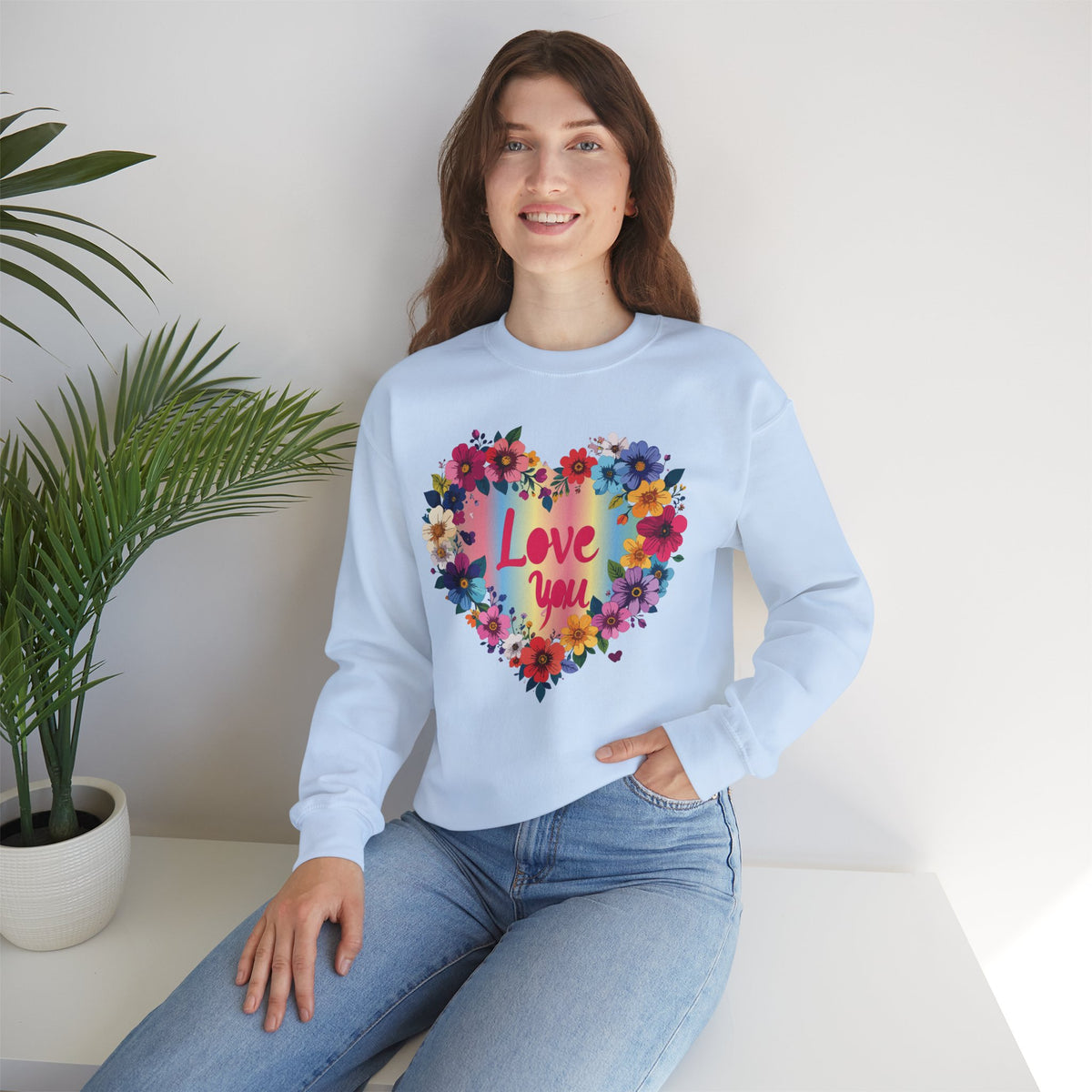 Floral Love You Heart Sweatshirt, Floral Heart Sweatshirt, Floral Love Sweatshirt, Valentine's Day Sweatshirt, Floral Sweatshirt 111
