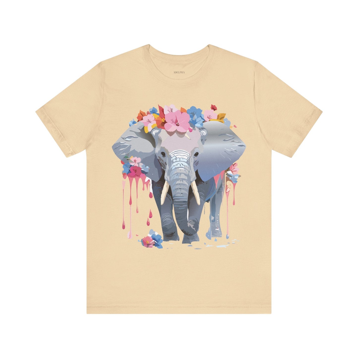 Elephant Graphic Tee Unisex Short Sleeve Jersey With Vintage Inspired Adelpha Artwork