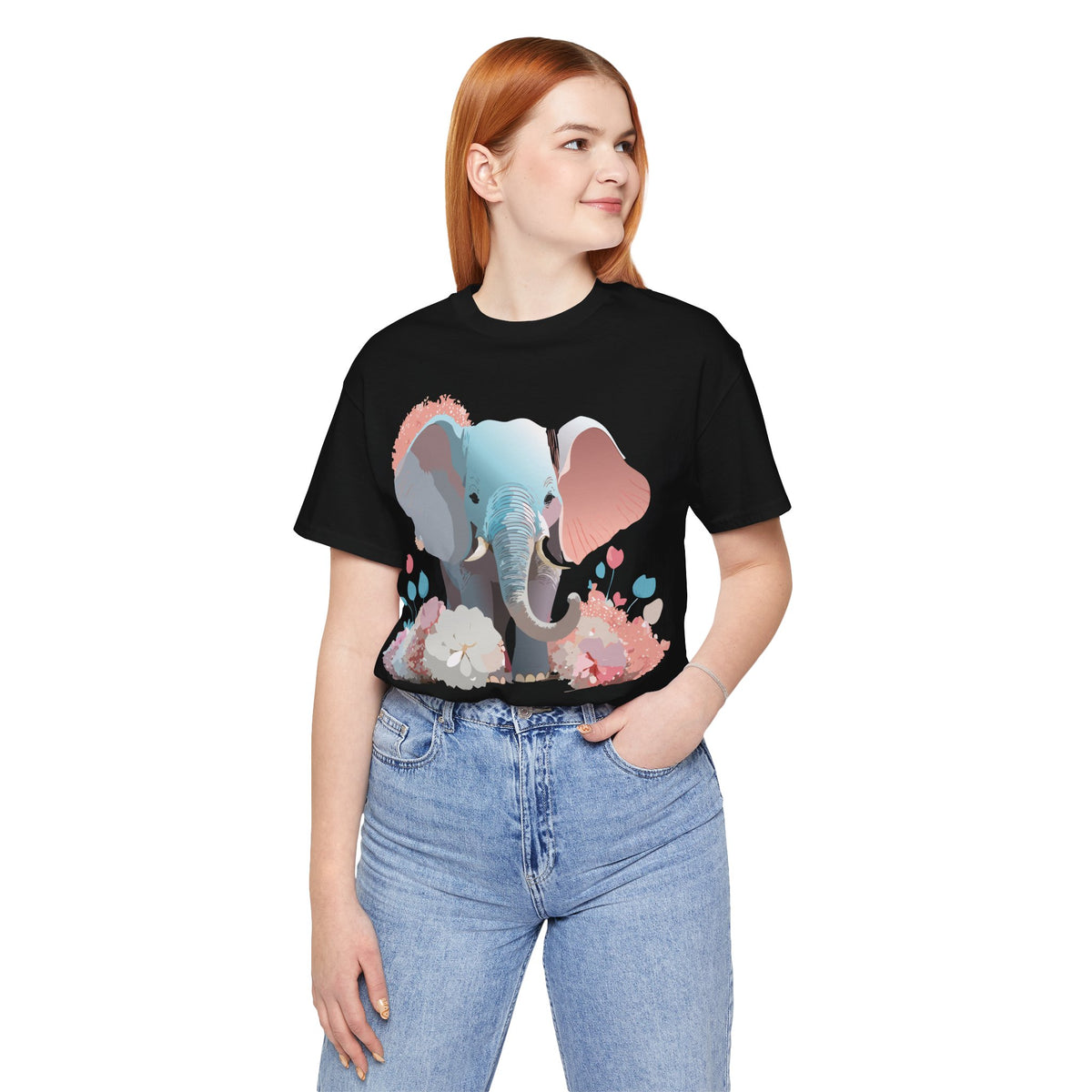 Elephant Graphic Unisex Cotton Bella+Canvas Tee with Art Animal Design d16