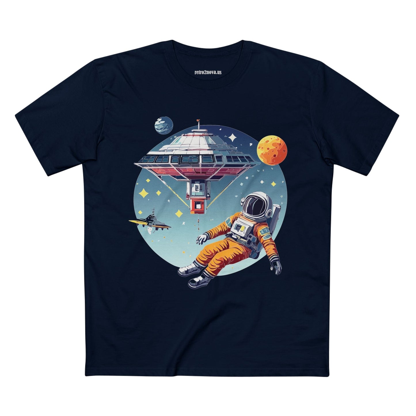 Cosmos Astronaut Shirt Unisex Premium Cotton Tee With Original Art Design By Retro2Nova