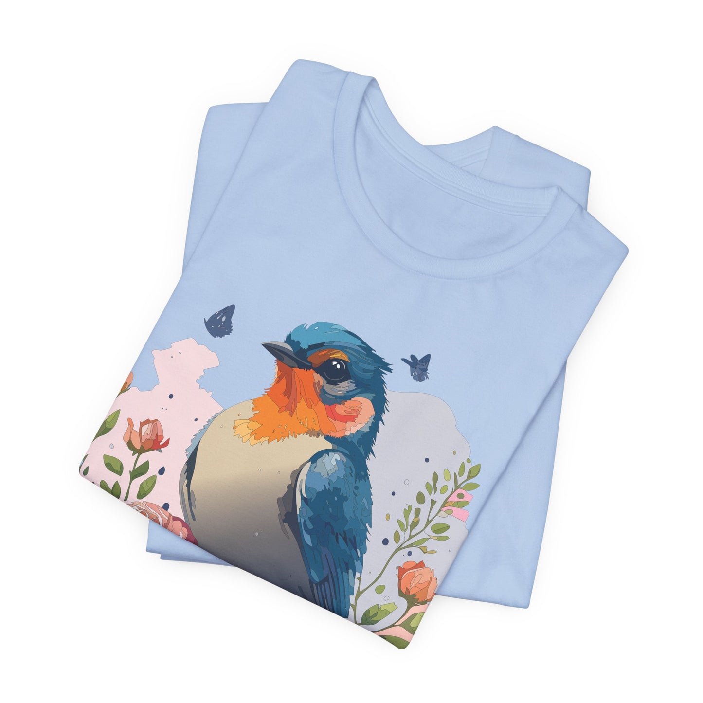 Floral Bird Tee, Animal Shirt, Bird Shirt, Floral Tee, Flower T-shirt, T-Shirt with Animal