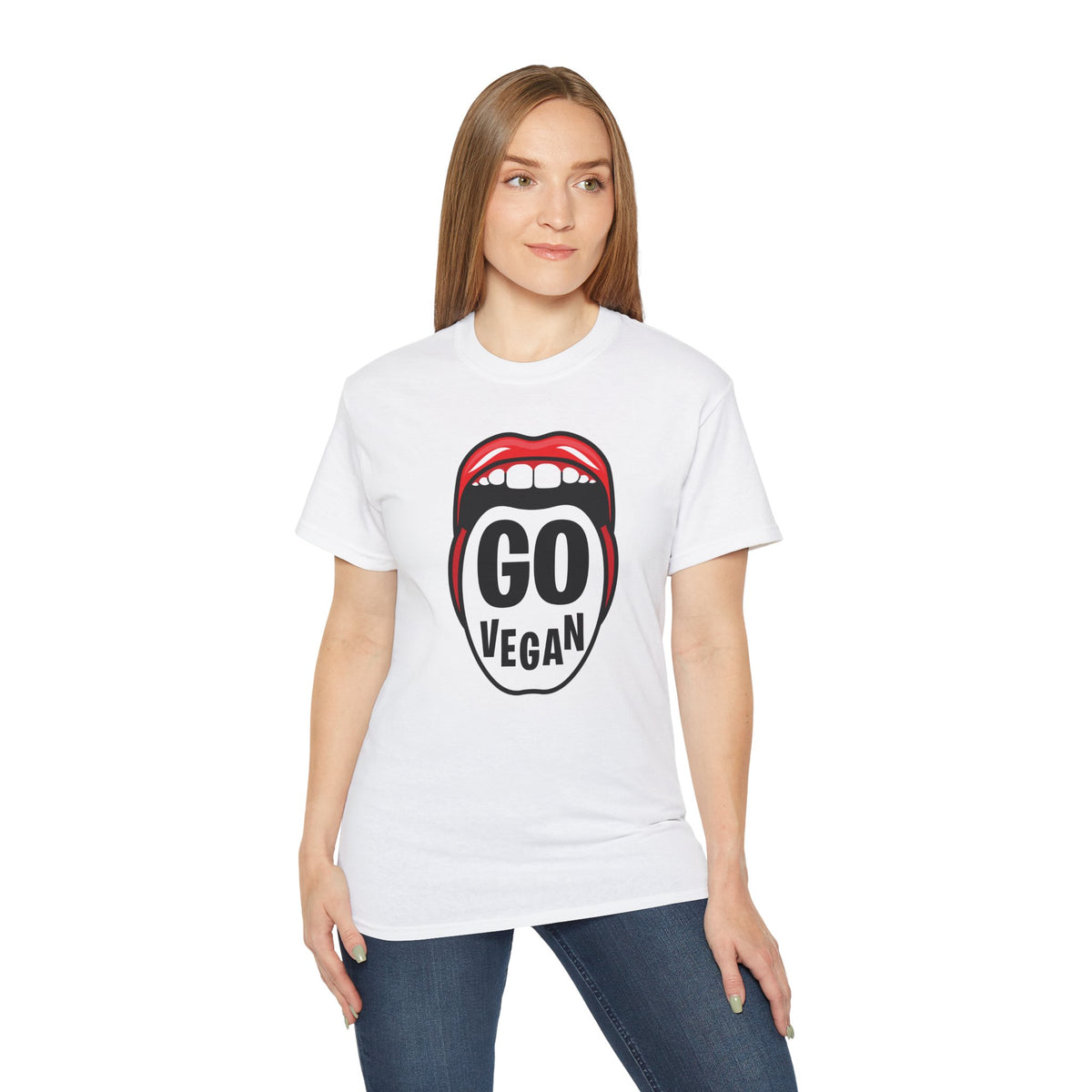 Go Vegan mouth graphic Tee | Vegan advocacy shirt
