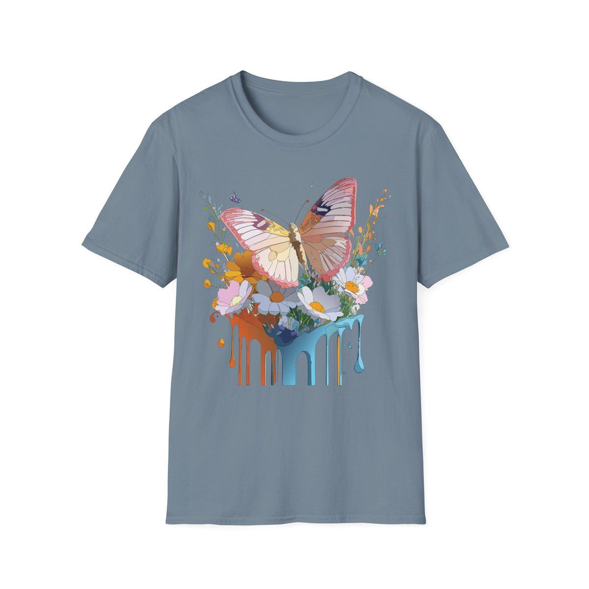 Butterfly Floral Drip Graphic Tee Unisex 100 Cotton Gildan T-Shirt