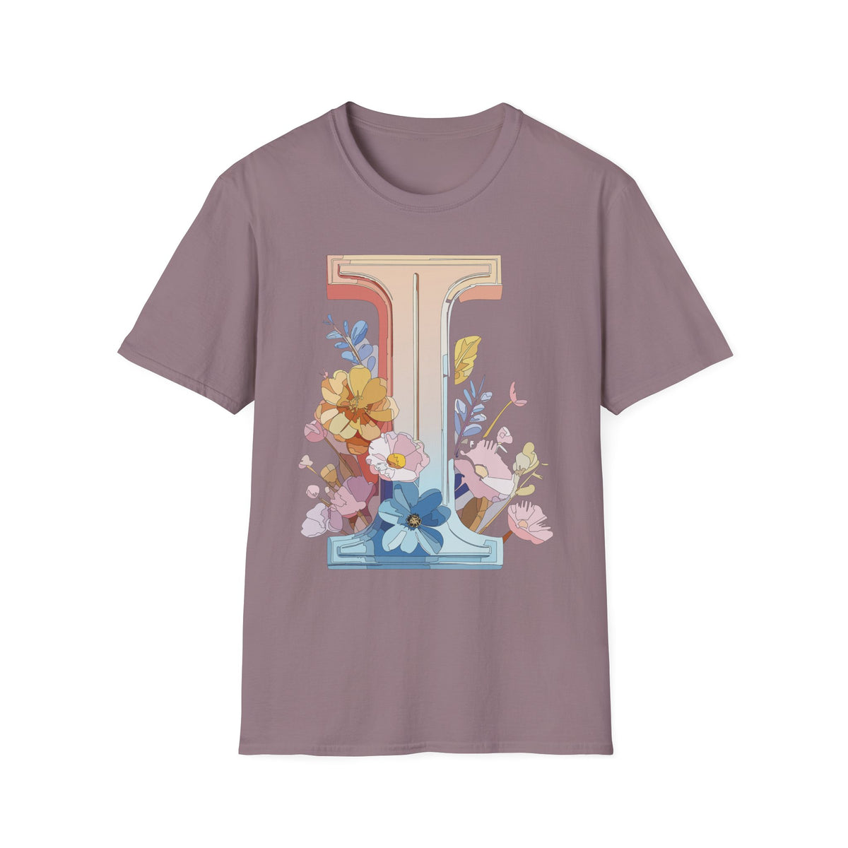 Floral Letter I T-Shirt | Monogram Initial Tee