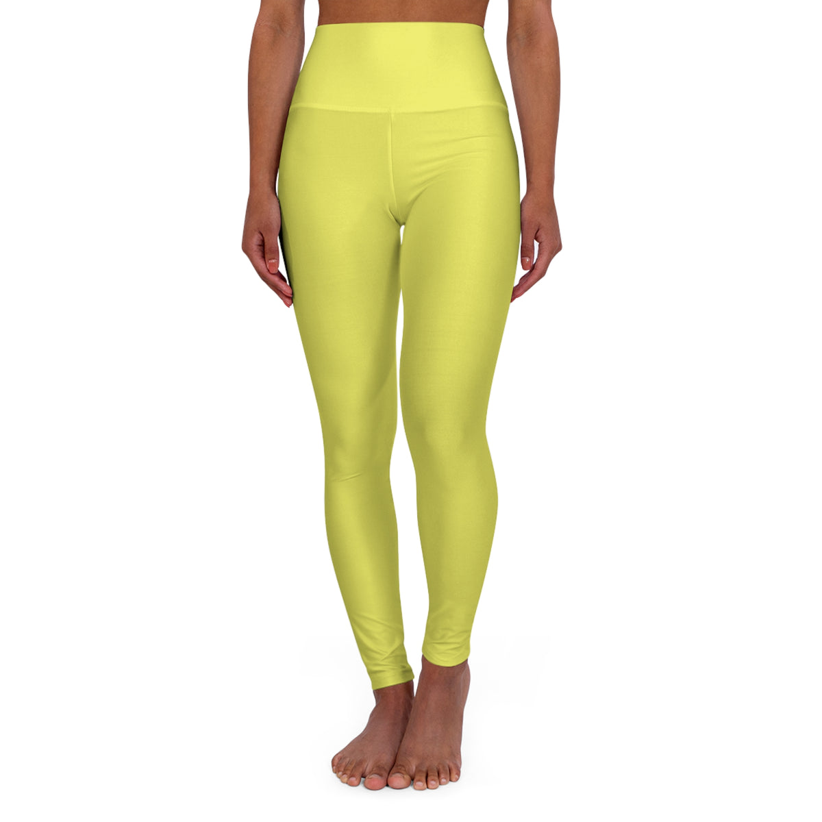 Lemon Color High-Waist Yoga Leggings Women's Seamless Poly-Span Stretchy Pants XS-2XL