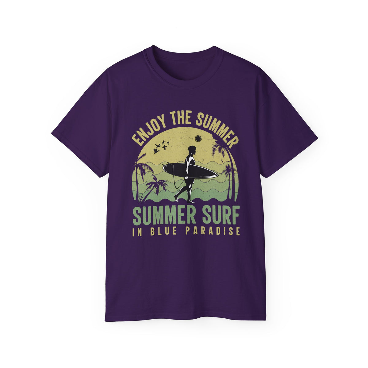 Summer Surf Design Graphic Tee Gildan Unisex 100 Cotton Tee Shirt -SD-7