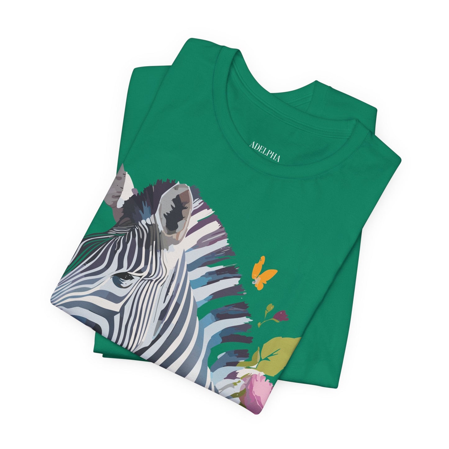 Unisex Zebra Graphic Tee Featuring Adelpha Artwork Vintage Inspired Short Sleeve Shirt