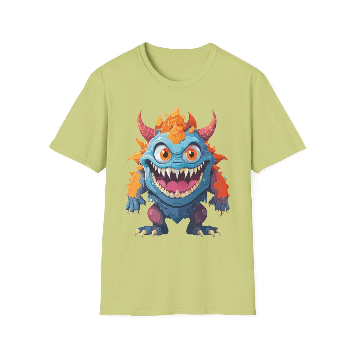 Cute Colorful Monster T-Shirt — Fun Cartoon Demon Cartoon Graphic Tee Unisex 100 Cotton Gildan T-Shirt