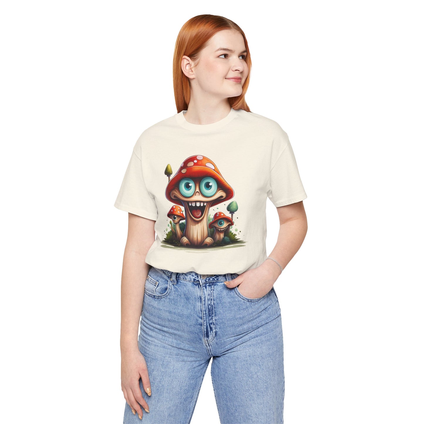 Cute Mushroom Graphic Tee, Fun Cartoon Shirt, Funny Mushroom Shirt, Cute Cartoon Tees, Graphic T-Shirt, Art Design T-Shirt