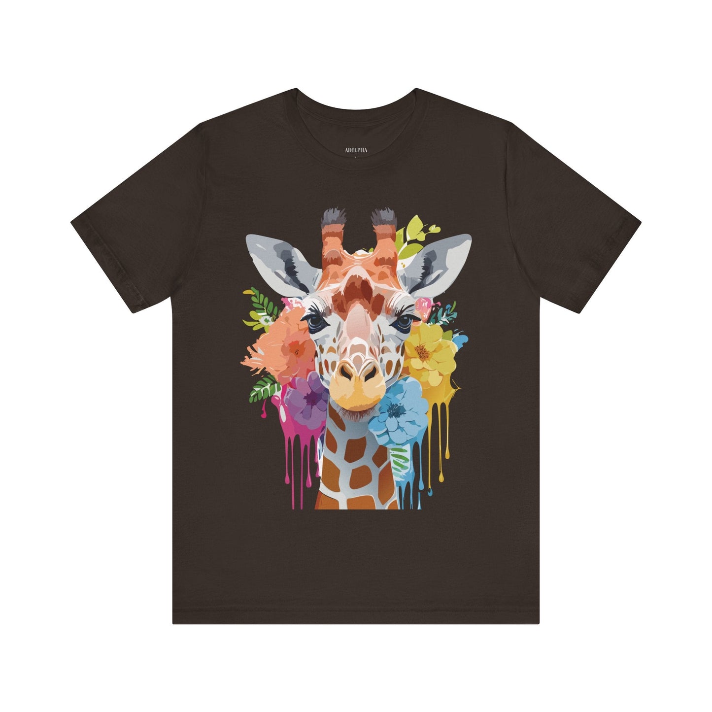 Giraffe Graphic Tee By Adelpha Unisex Vintage Inspired Art Design Short Sleeve Jersey Shirt