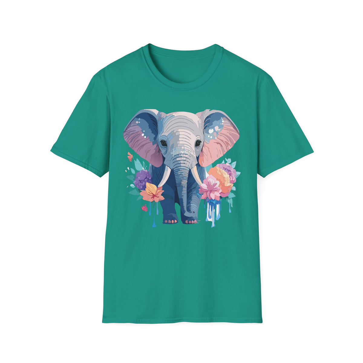 Watercolor Baby Elephant T-Shirt | Floral Safari Tee