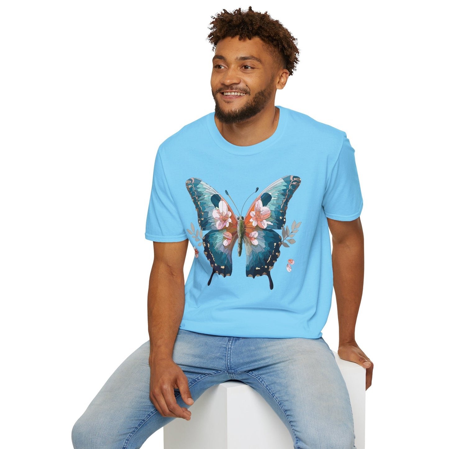 Butterfly Shirt Unisex T Shirt Monarch Butterfly Print Gildan Softstyle 64000 Cotton Tee Classic