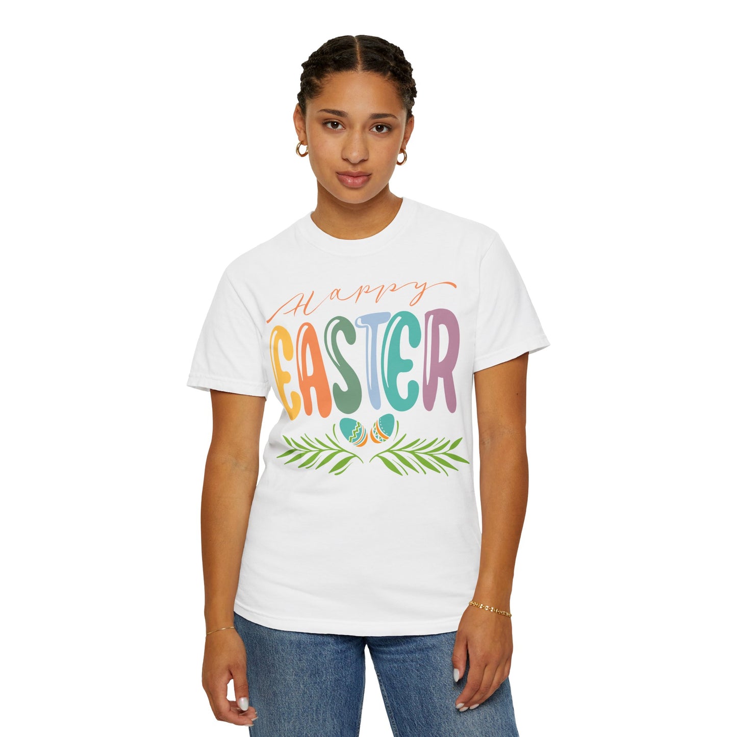 Happy Easter T-Shirt, Tee Shirt with Easter Signature, T Shirt with Easter Prints, Tee Shirt with Easter Design