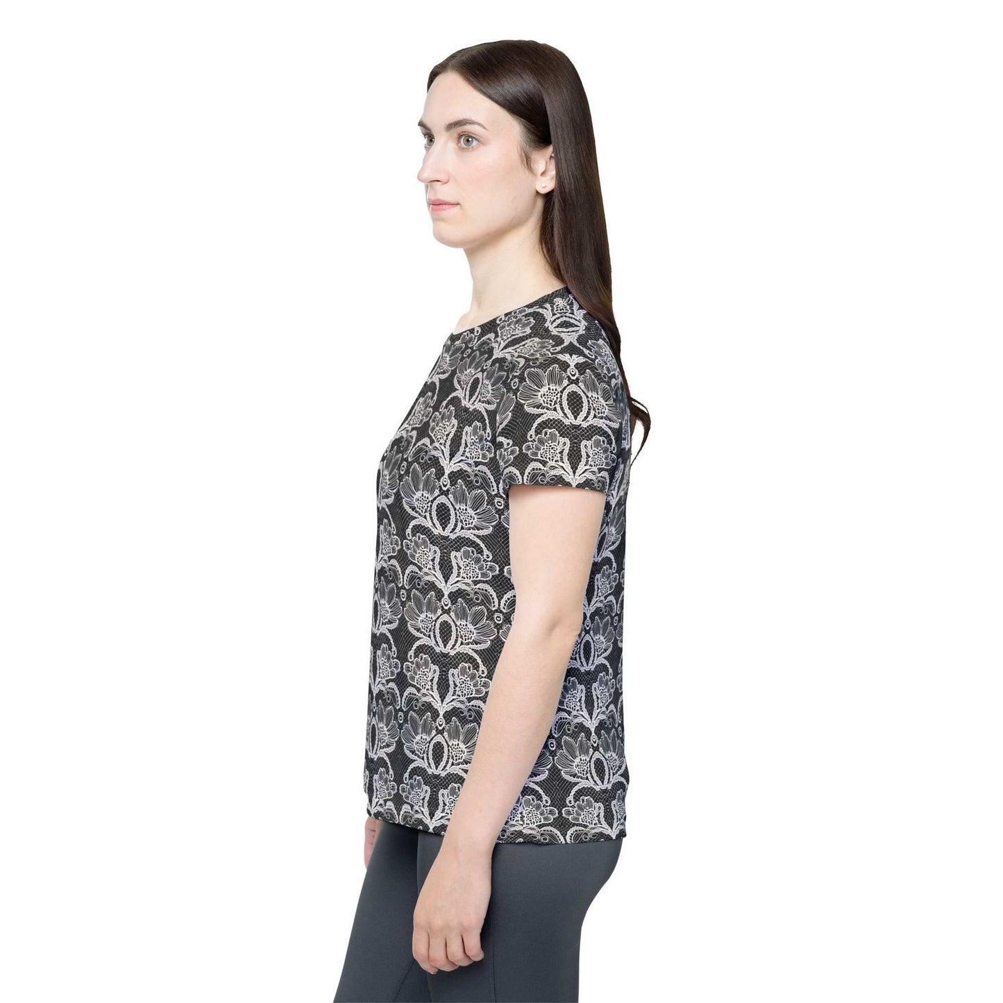 Women Poly T-Shirt with Lace Print 32
