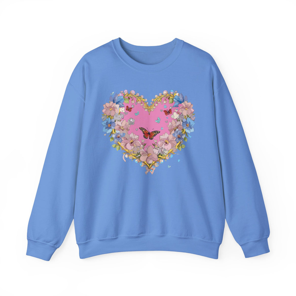 Floral Heart Love Graphic Valentine's Day Sweatshirt Unisex 50/50 Cotton-Poly Sweatshirt w39