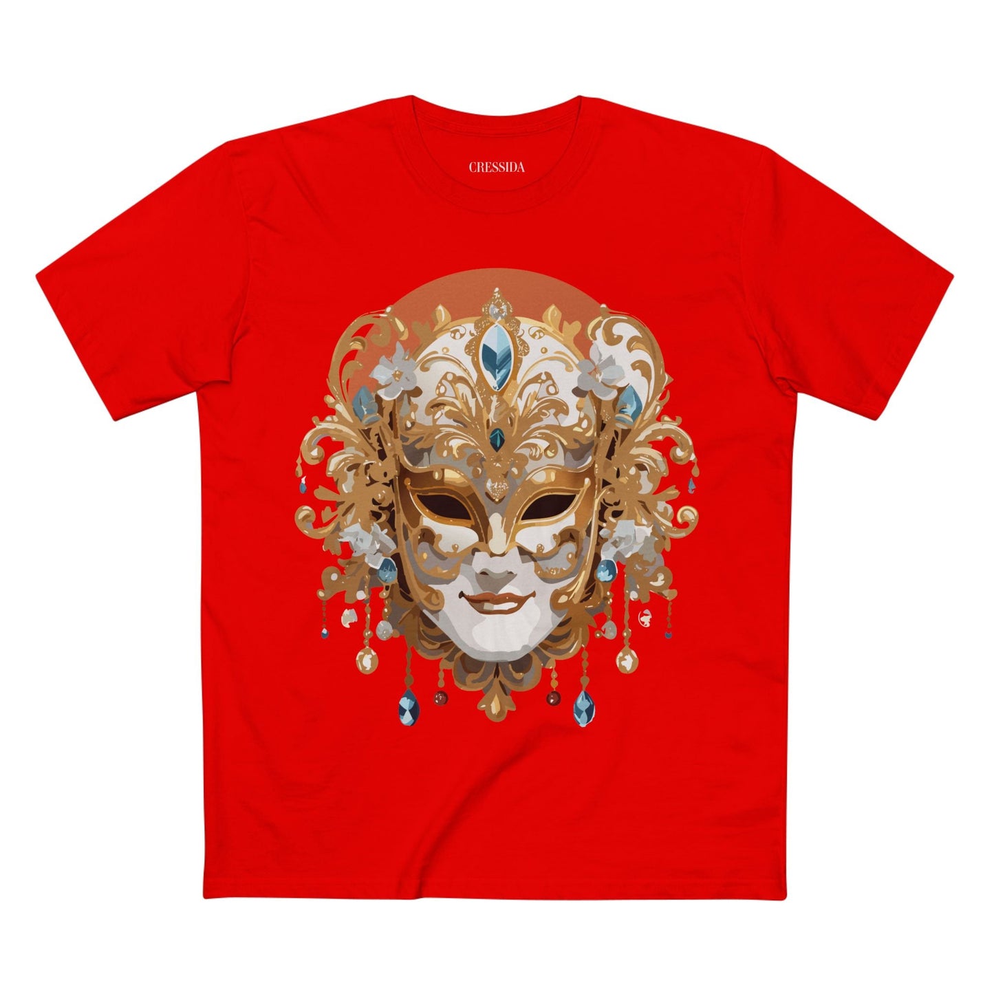Carnival Mask Graphic T-Shirt Unisex 100 Cotton With Antique Gold Art Design Tee 2