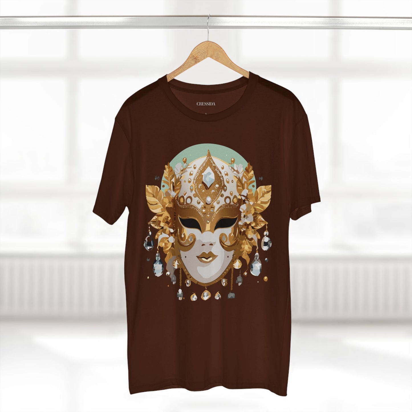 Carnival Mask Graphic T-Shirt Unisex 100 Cotton With Antique Gold Art Design Tee 9