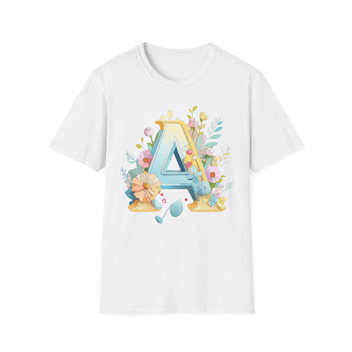 Floral Letter A T-Shirt | Monogram Initial Tee