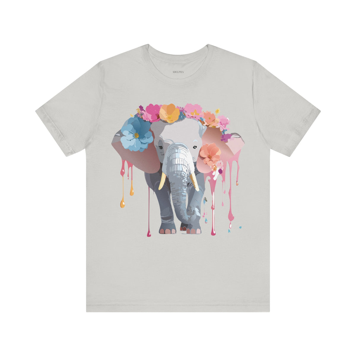 Elephant Graphic Unisex Cotton Bella+Canvas Tee with Art Animal Design e135