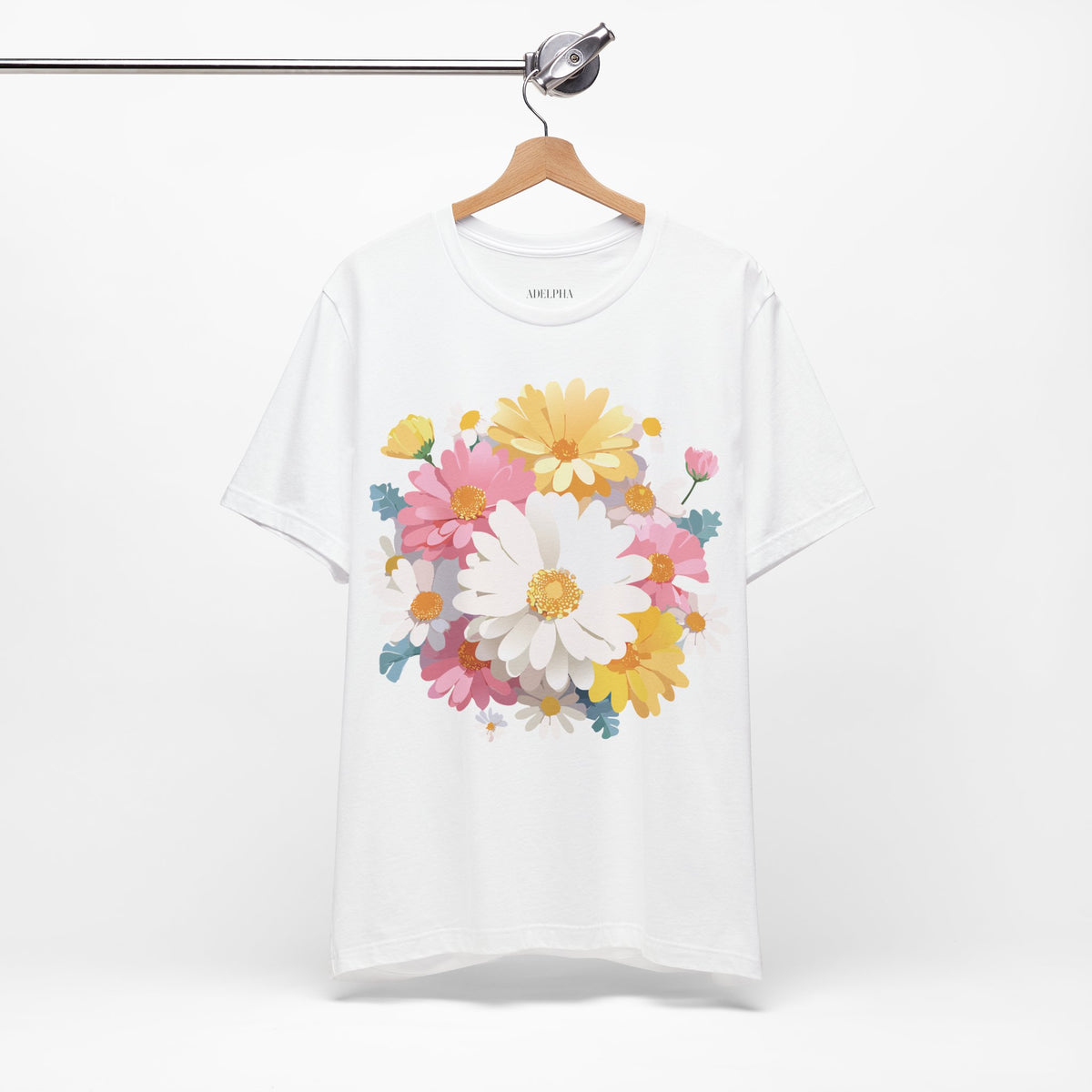 Floral Graphic Unisex Cotton Bella+Canvas Tee with Flowers Art Design n124