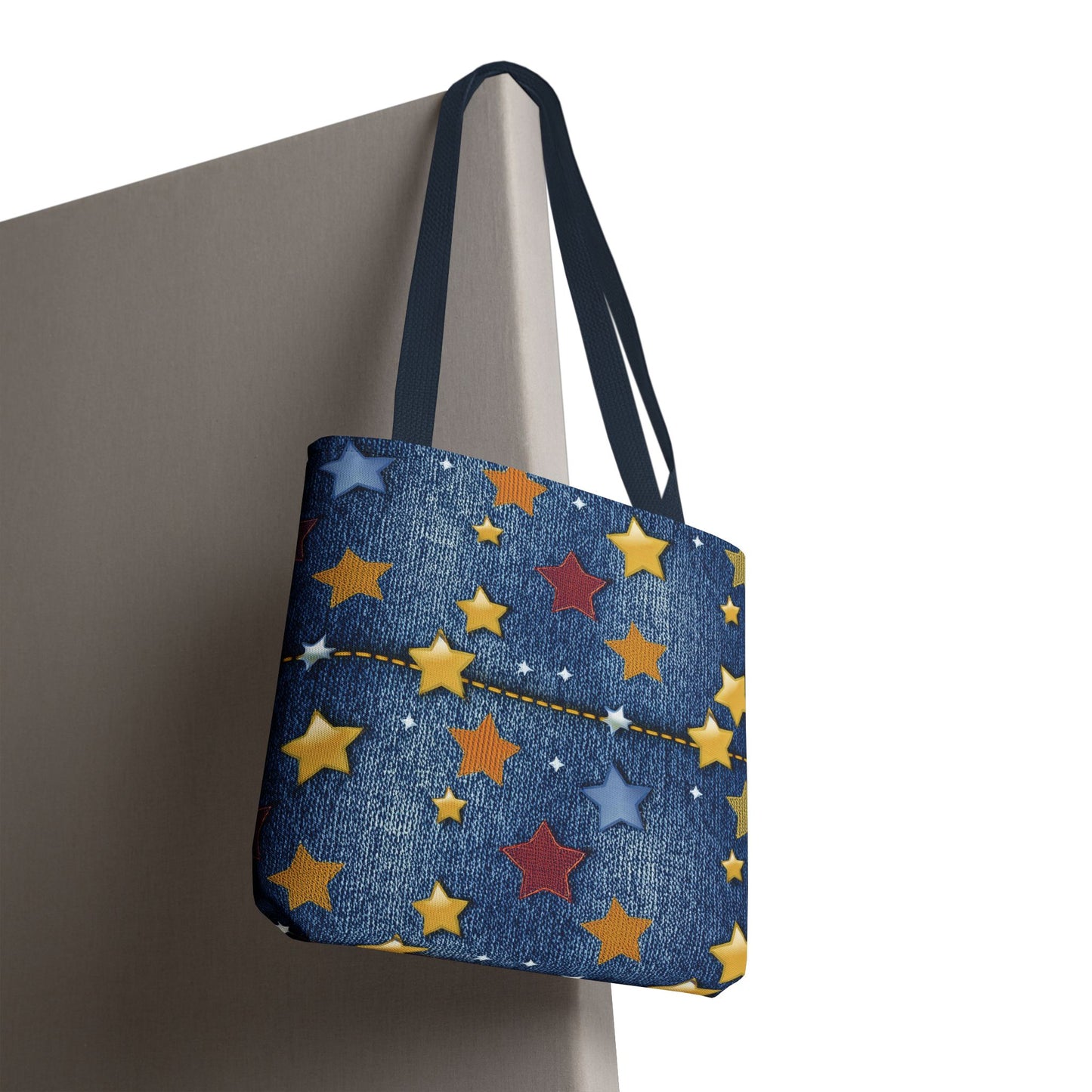 Denim Fabric Imitation Print Unisex Canvas Bag Poly Spun 3 Sizes Tote Bag 181-4