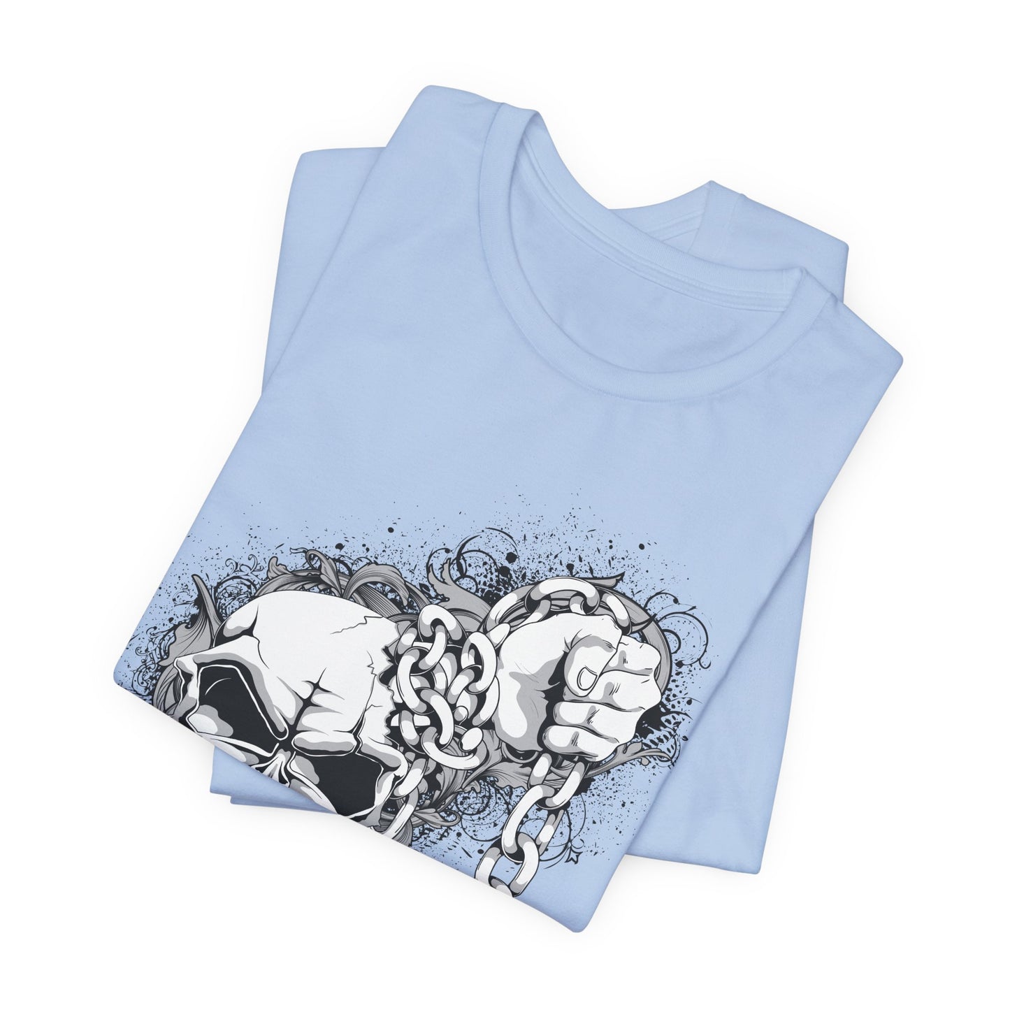 Chain Skull Graphic Design Tee, Skull Shirt, Vintage Tees, Art Design T-Shirt, Vintage Graphic Tee, Art Shirts with Skulls