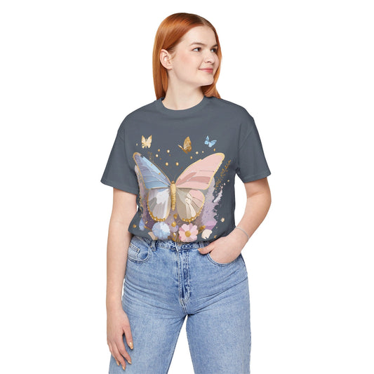 Butterfly Graphic Unisex 100 Cotton Lightweight Vintage Floral Design Jersey Tee 14