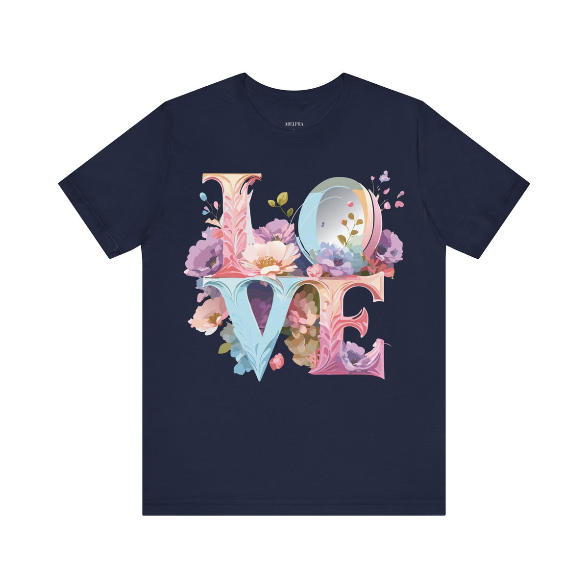 Valentine's Day Graphic Unisex Cotton Bella+Canvas Tee with Floral Art Design d124