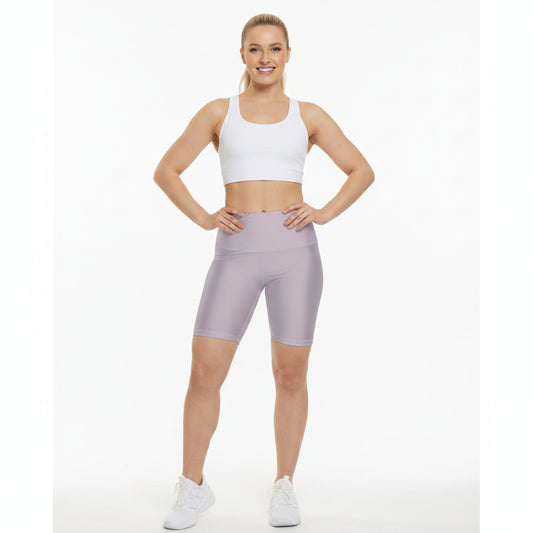 Pale Purple Women's Workout Shorts — Solid High-Waist Biker Shorts for Exercise & Everyday Wear