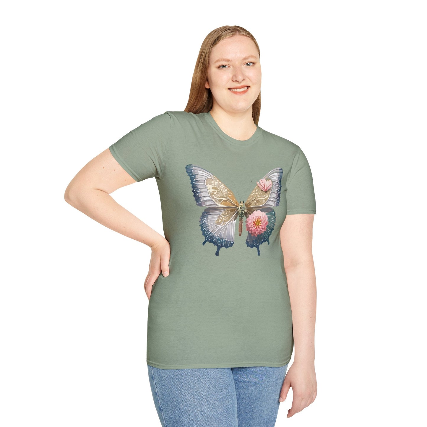 Unisex Monarch Butterfly T Shirt Softstyle Gildan 64000 100 Percent Ring Spun Cotton Tee