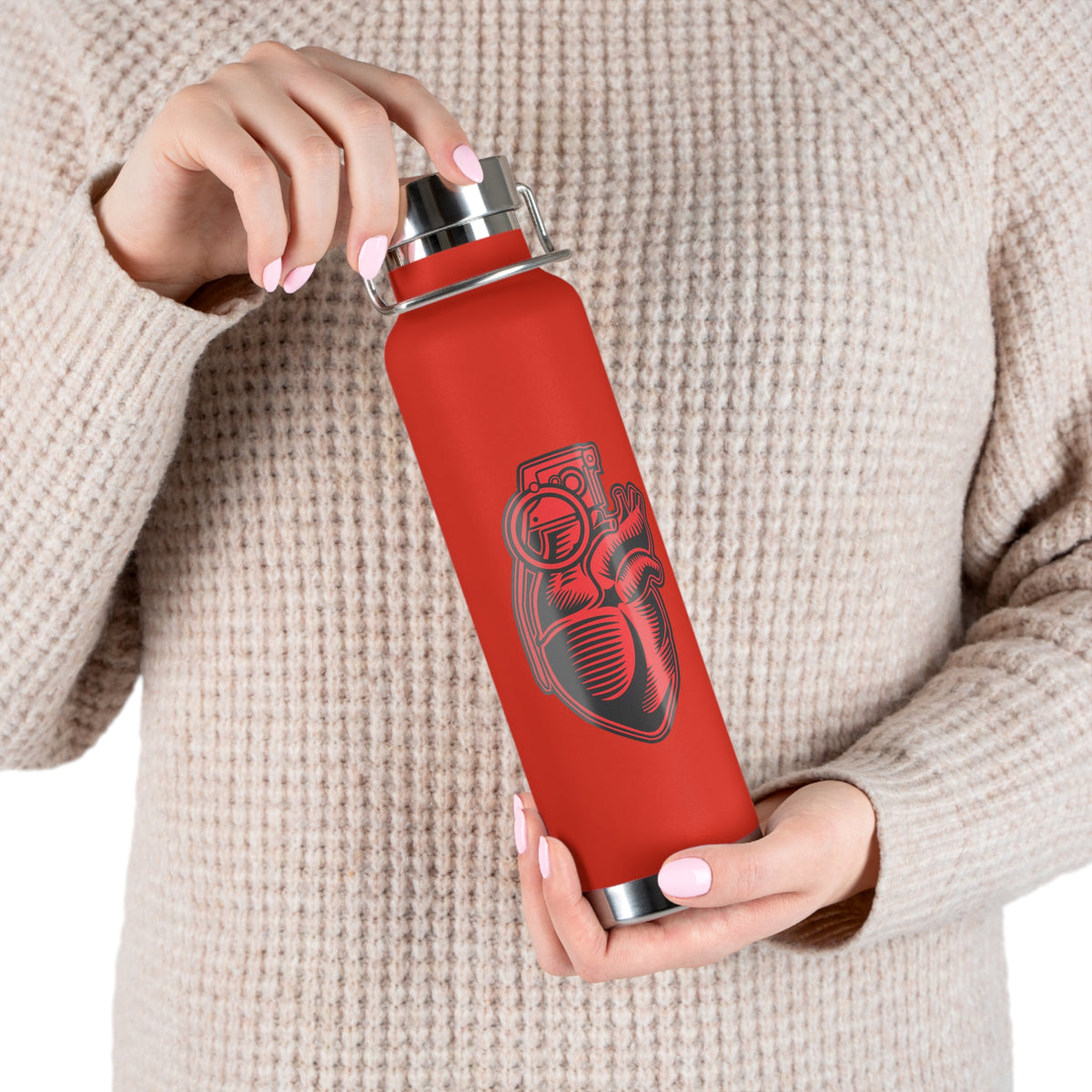 22oz Copper Insulated Water Bottle with Cartoon Design - CV89