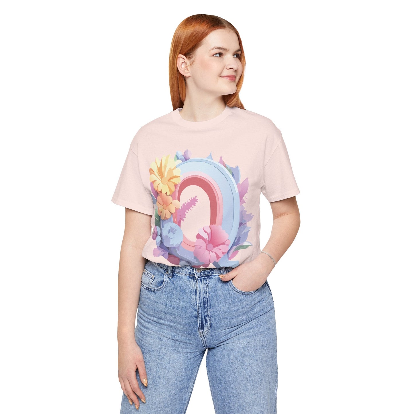 Unisex Letter Q Graphic Tee By Adelpha Vintage Inspired Art Design Short Sleeve Shirt
