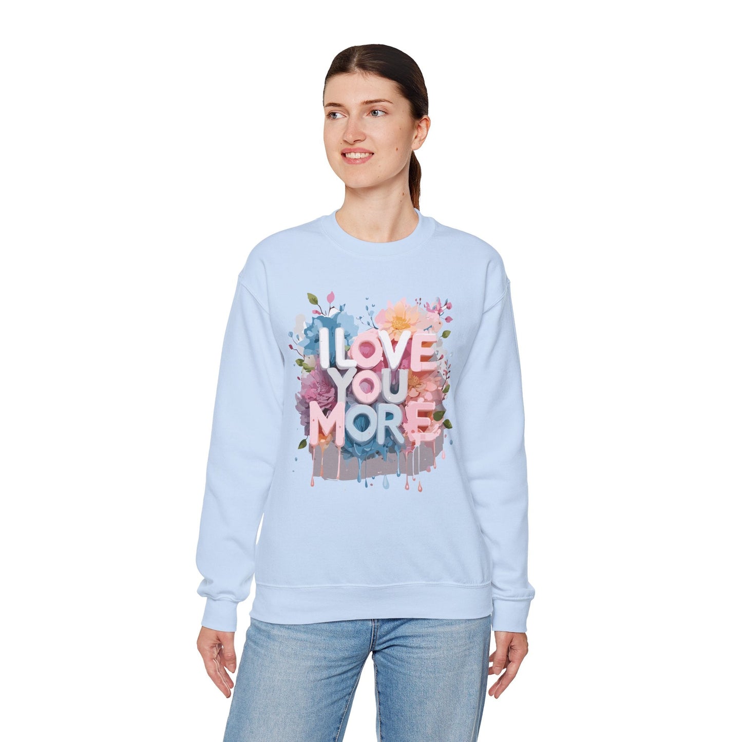 Floral Love Sweatshirt Unisex Heavy Blend Crewneck Valentines Day 50 50 Cotton Polyester Gildan 18000