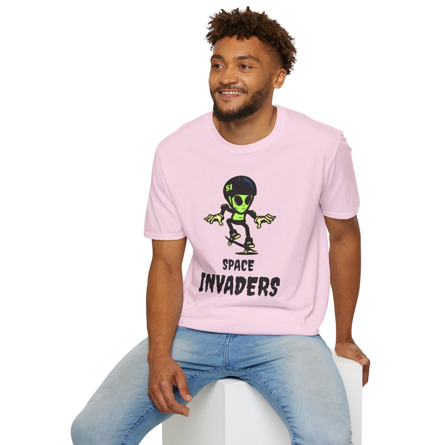 Alien Skateboard Space Invaders Shirt