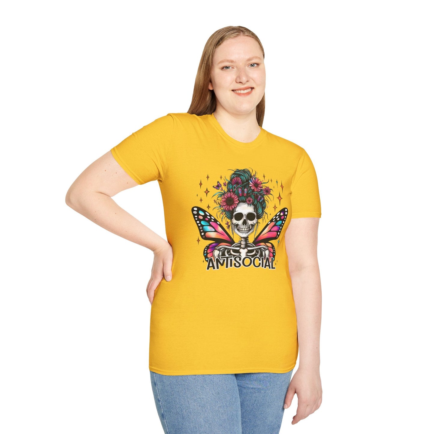 Unisex Skull Graphic Tee Shirt Short Sleeve Skeleton Gildan Softstyle 64000 100 Ring Spun Cotton