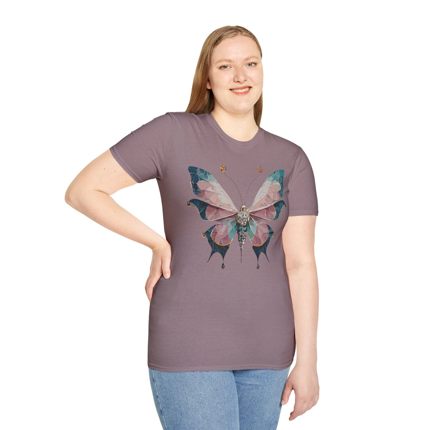 Butterfly Shirt Unisex T Shirt Monarch Print Gildan Softstyle 64000 100 Percent Ring Spun Cotton