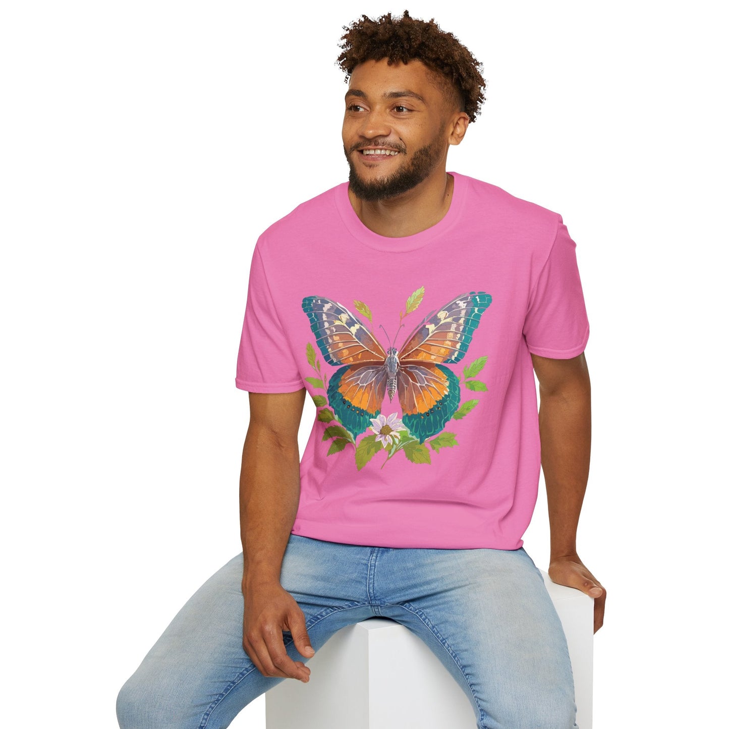 Unisex Butterfly Shirt With Monarch Design Cotton Tee Gildan 64000 Softstyle Comfort