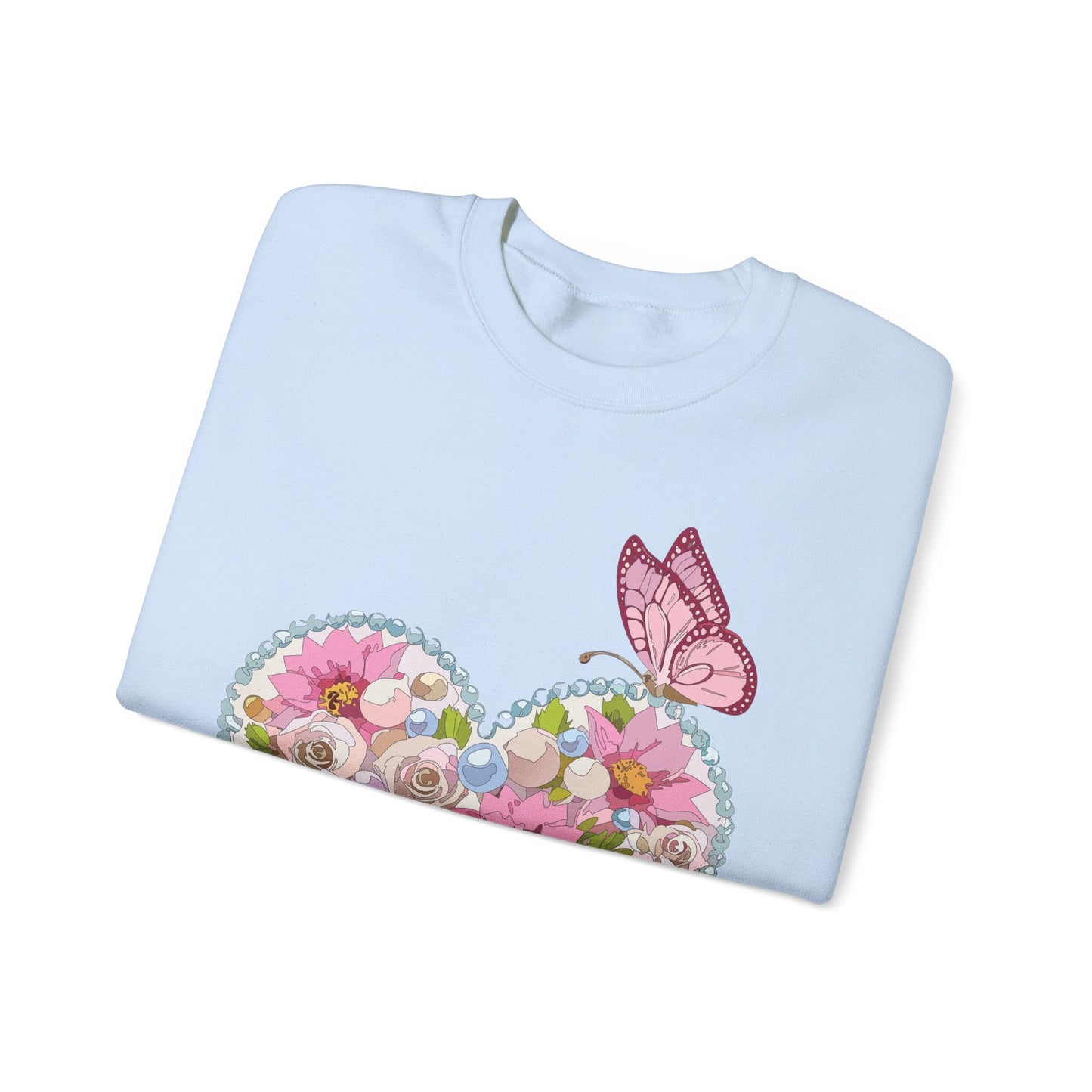 Floral Heart Sweatshirt Unisex Crewneck Valentines Day 50 50 Heavy Blend Gildan 18000